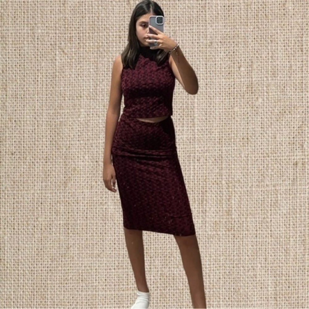 Two piece sweater midi skirt set​